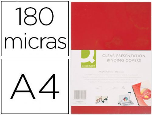 Capa de encadernacao q-connect pvc din a4 opaca vermelho 180 microns pack de 100 unidades , Q-connect , 154667 , 5705831180987